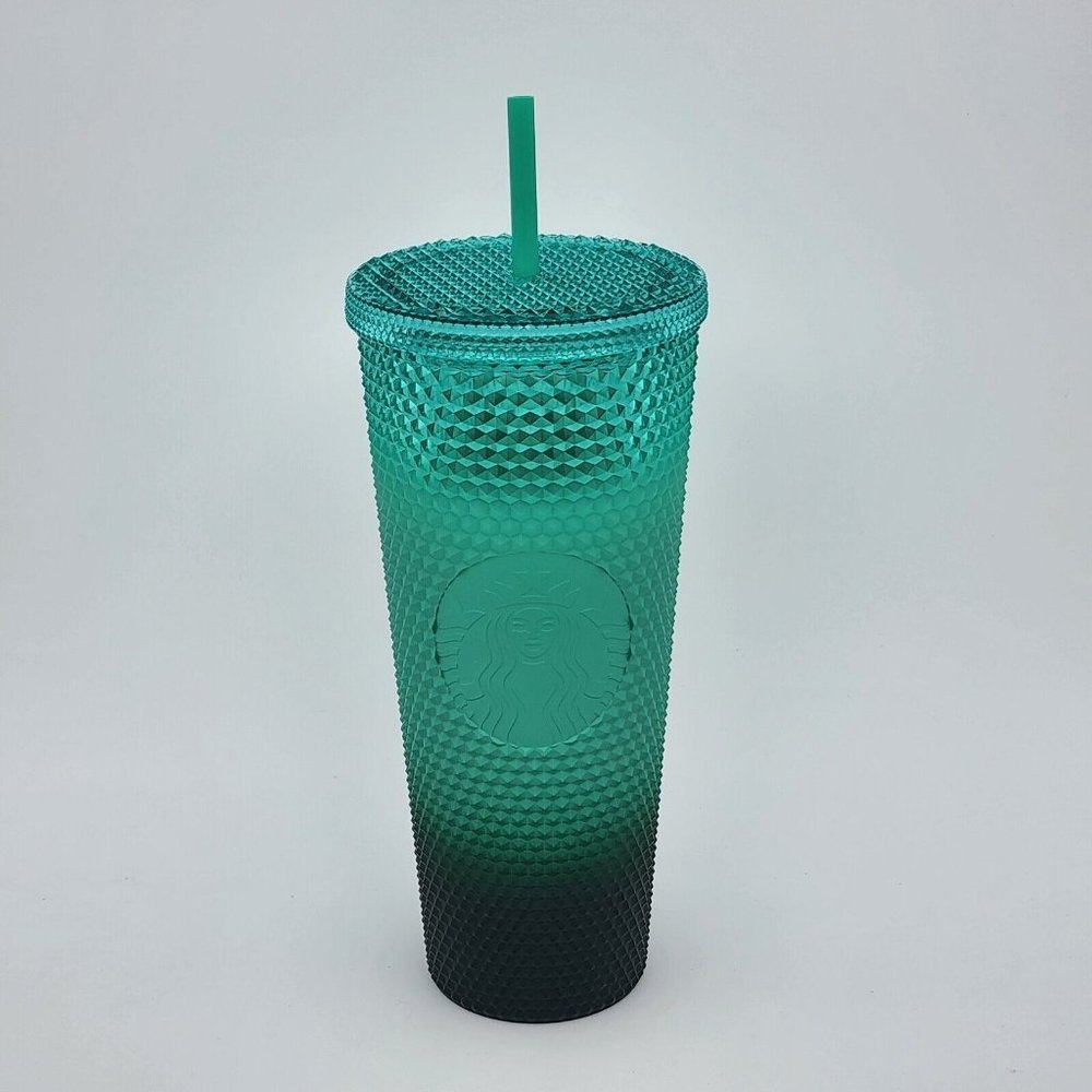 Starbucks Christmas 2022 TEAL MINT GRADIENT Studded Tumbler Cold Cup Venti 24 oz